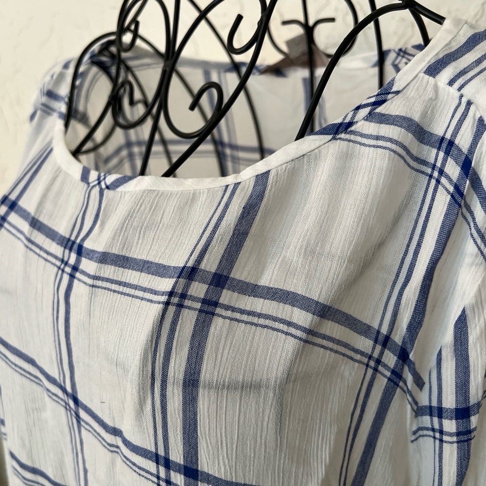 💥Last Call💥 NWOT LOFT Drop Waist Peplum Top Long Sleeve Lightweight Gauzy Rayon - Picture 2 of 13